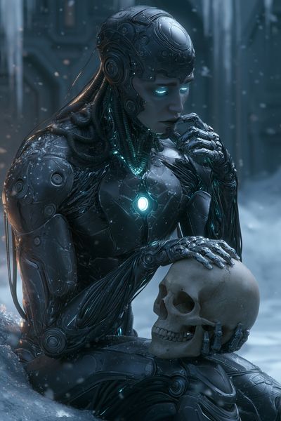 Cybernetic Thinker Sci-Fi Print.