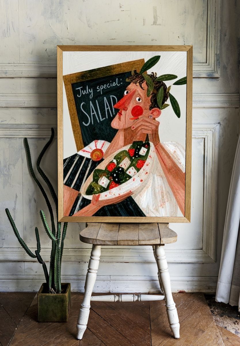 July Special Salad Illustration Poster. — room view 1