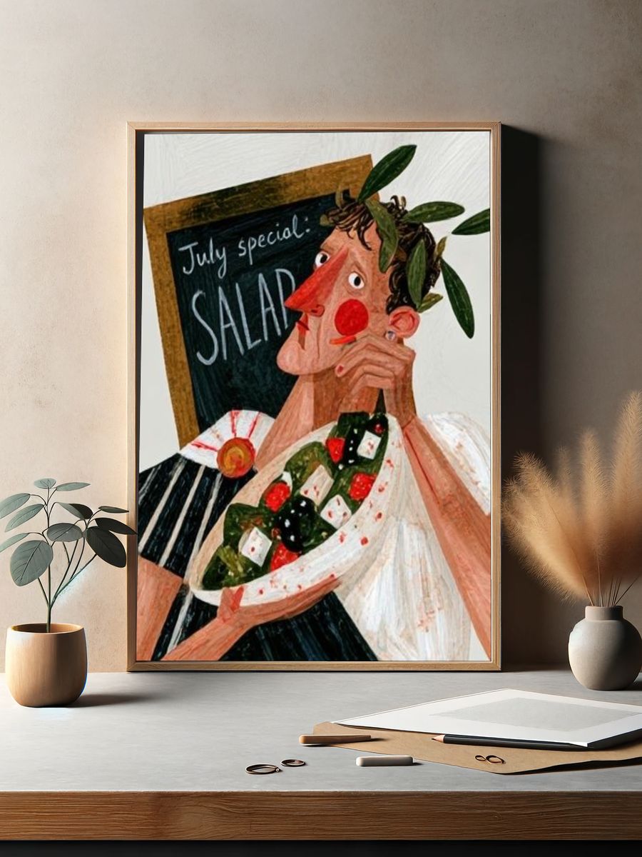 July Special Salad Illustration Poster. — room view 2