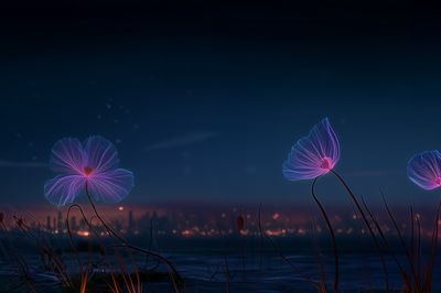 Neon Lotus Bloom Illustration Poster.