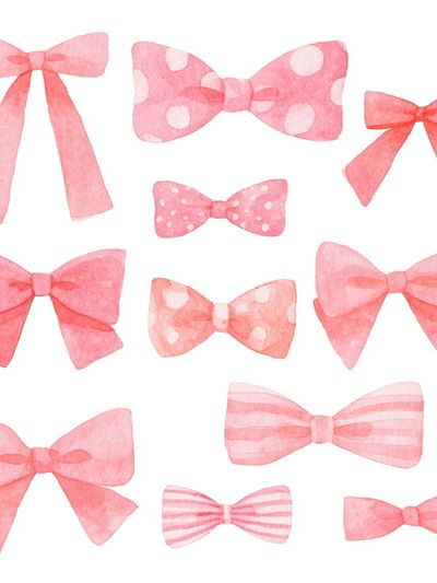 Pink Watercolor Bows Print.