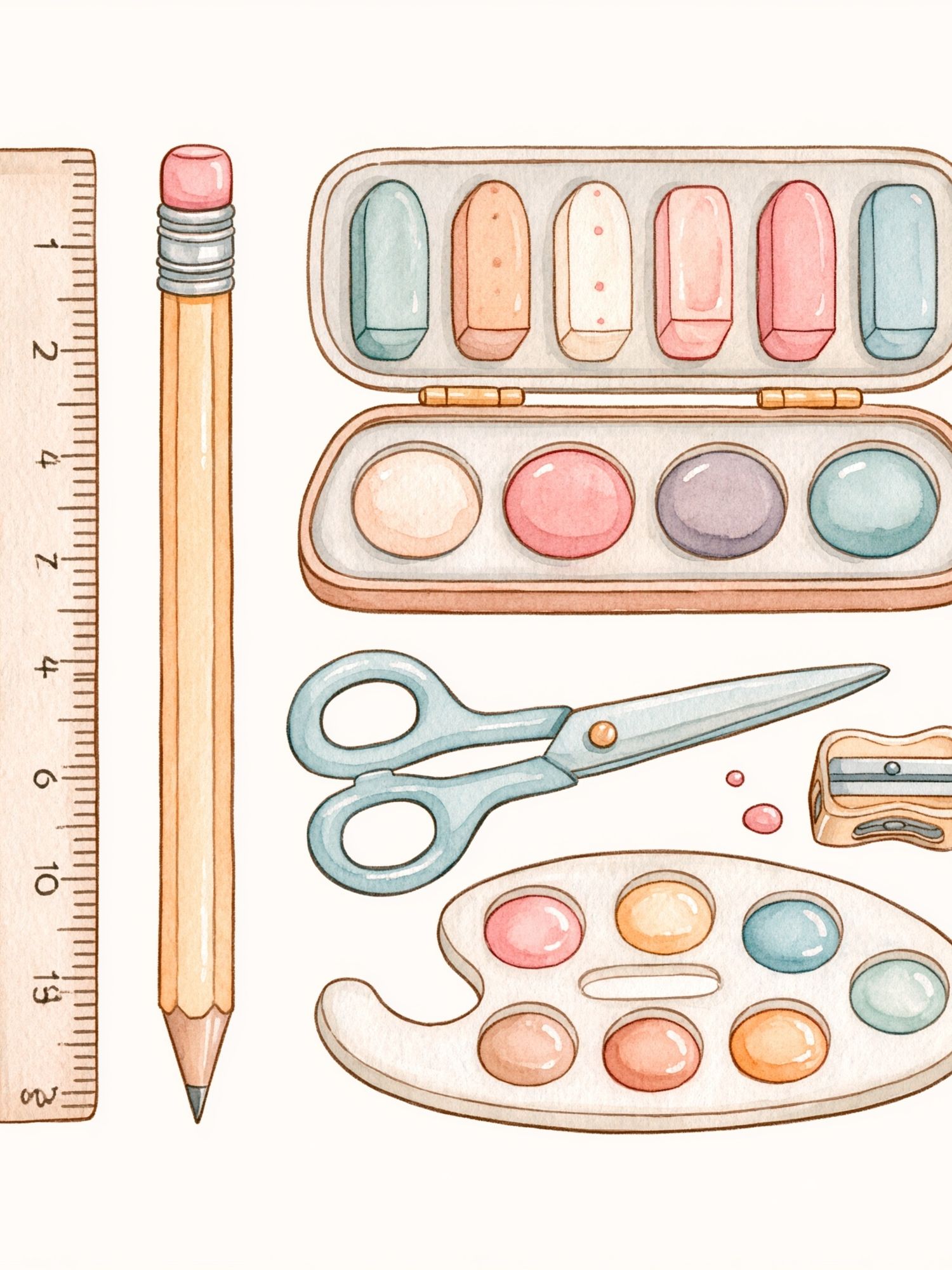 Pastel Art Supplies Illustration Poster. poster detail
