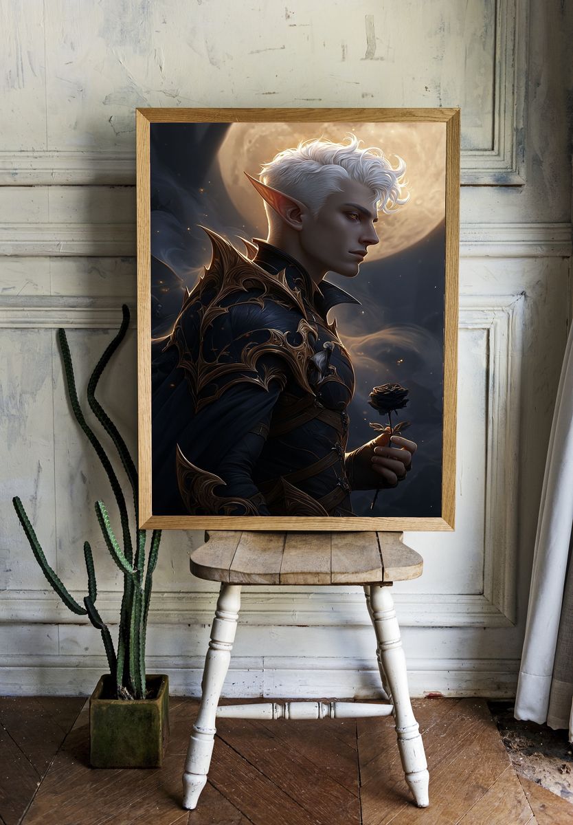 Moonlit Elf Portrait Print. — room view 1