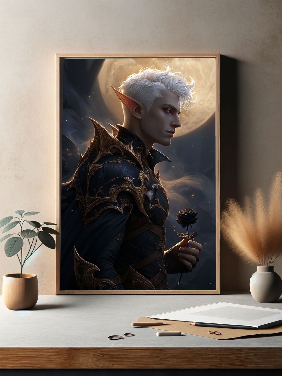 Moonlit Elf Portrait Print. — room view 2