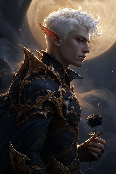 Moonlit Elf Portrait Print.