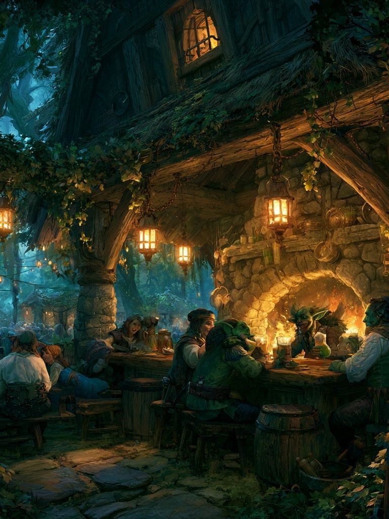 Enchanted Forest Tavern Illustration Poster. poster detail