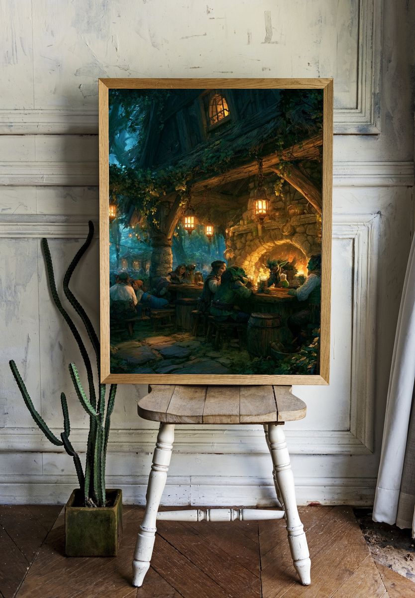 Enchanted Forest Tavern Illustration Poster. — room view 1