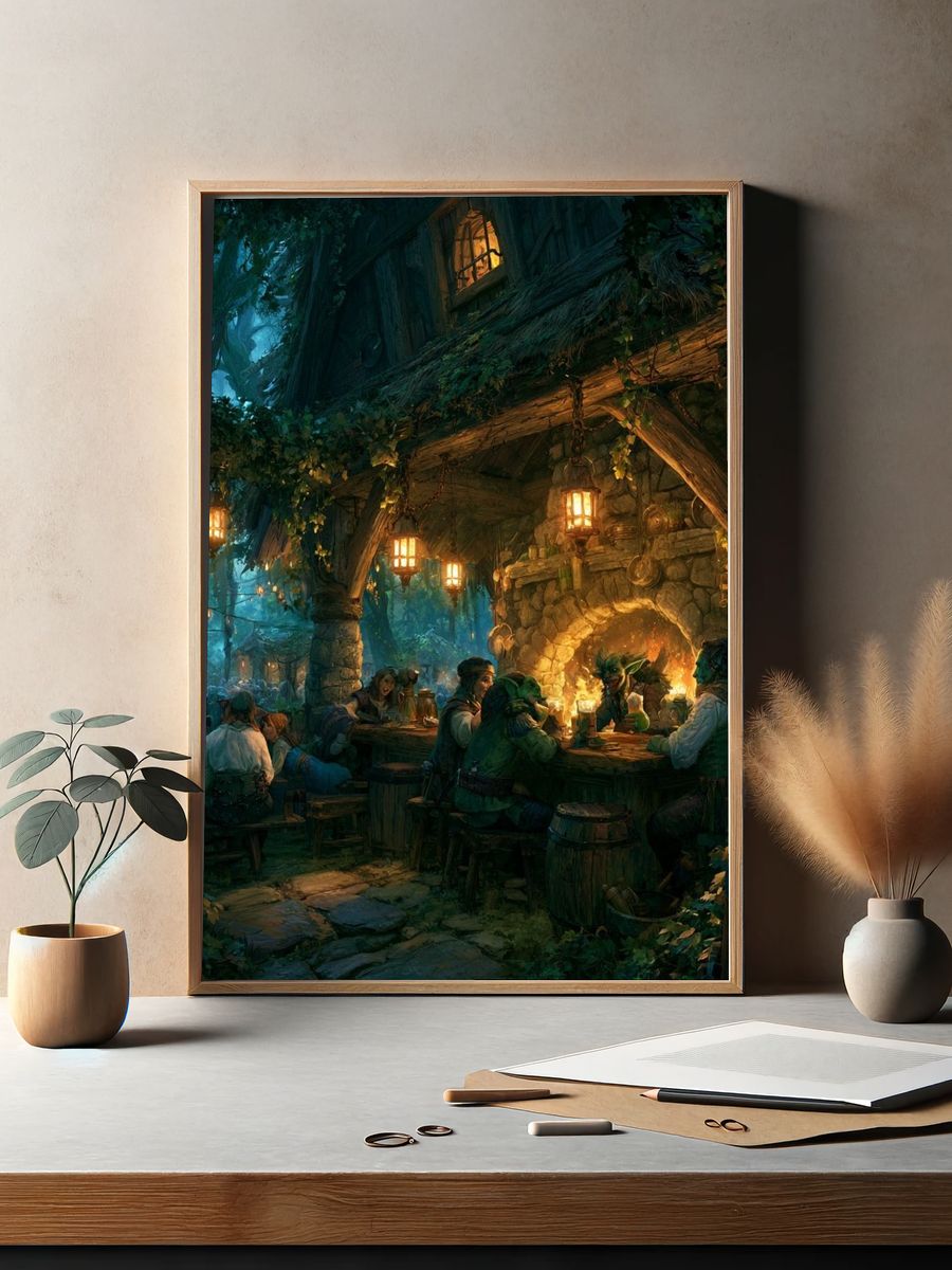 Enchanted Forest Tavern Illustration Poster. — room view 2