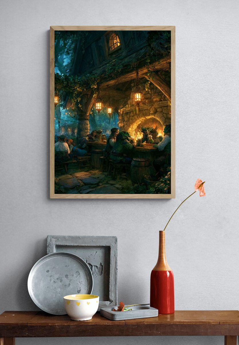 Enchanted Forest Tavern Illustration Poster. — room view 3