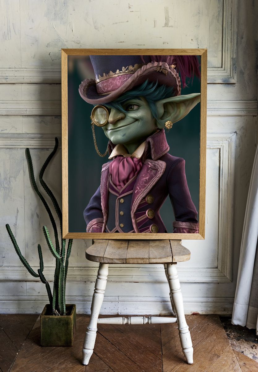 Goblin Gentleman Illustration Poster. — room view 1