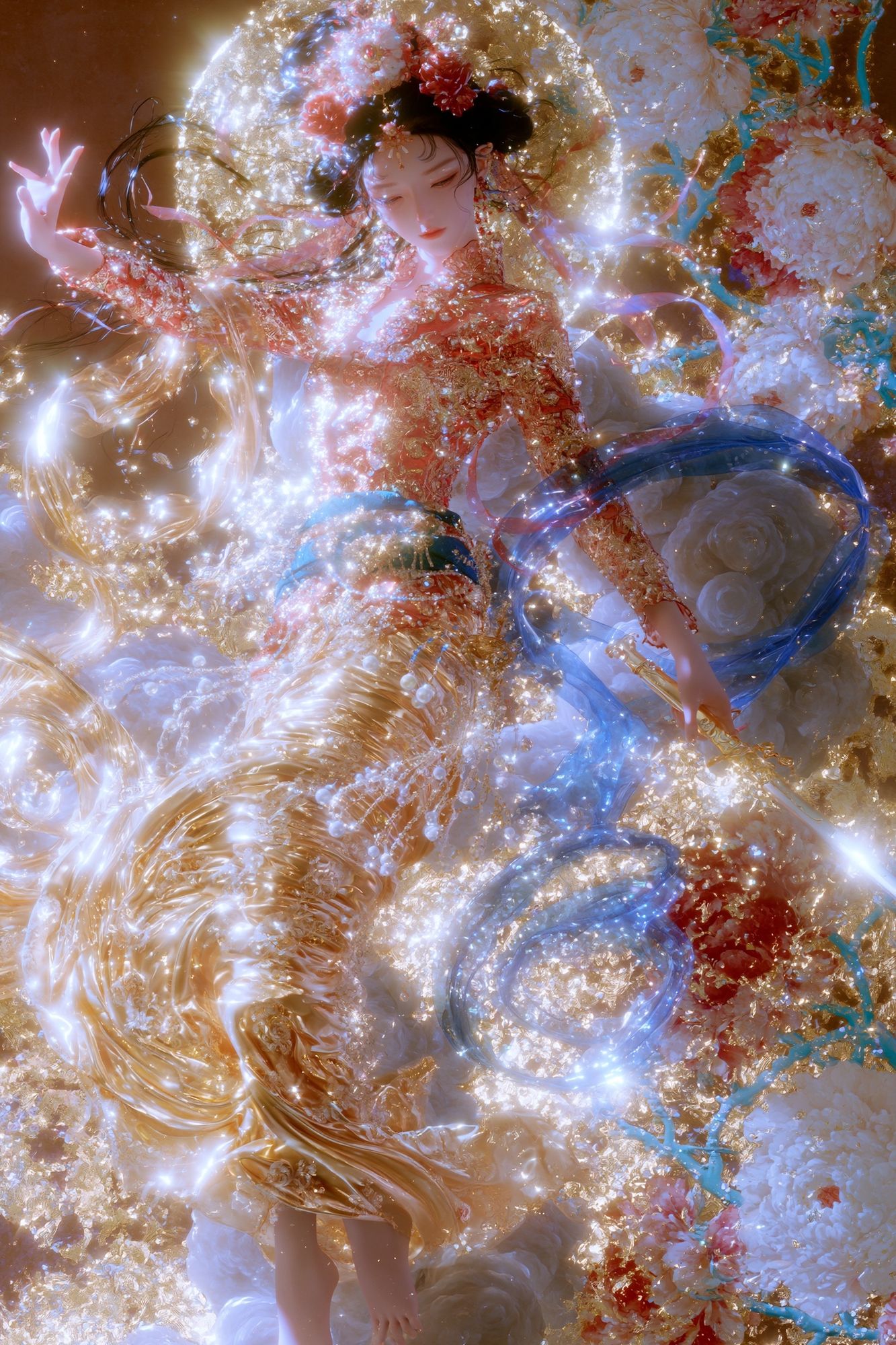 Celestial Floral Dream Illustration Poster. poster detail