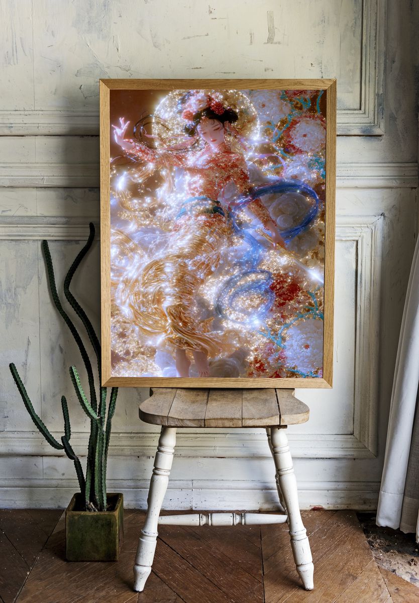Celestial Floral Dream Illustration Poster. — room view 1