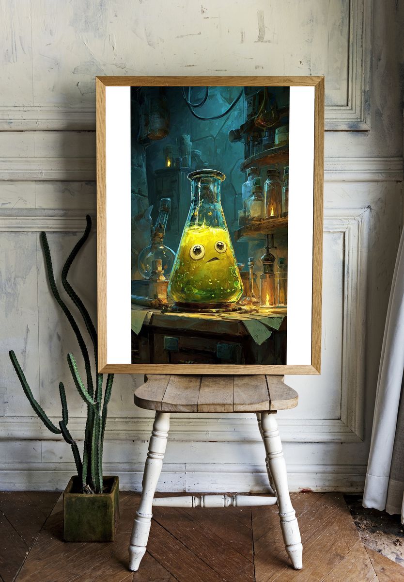 Whimsical Alchemy Lab Illustration Poster. — room view 1
