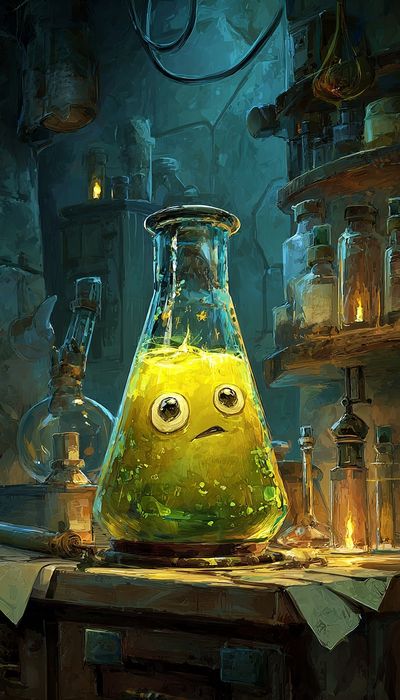 Whimsical Alchemy Lab Illustration Poster.