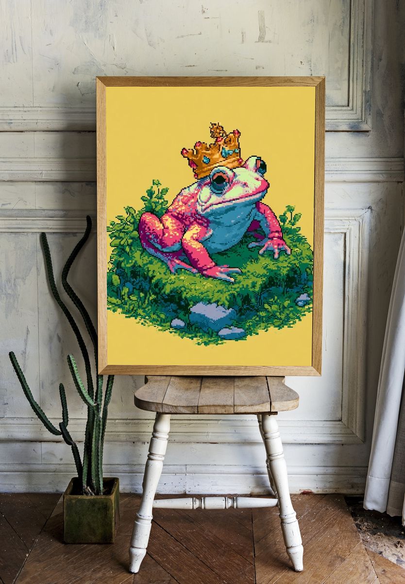 Pixel Frog King Illustration Poster. room preview