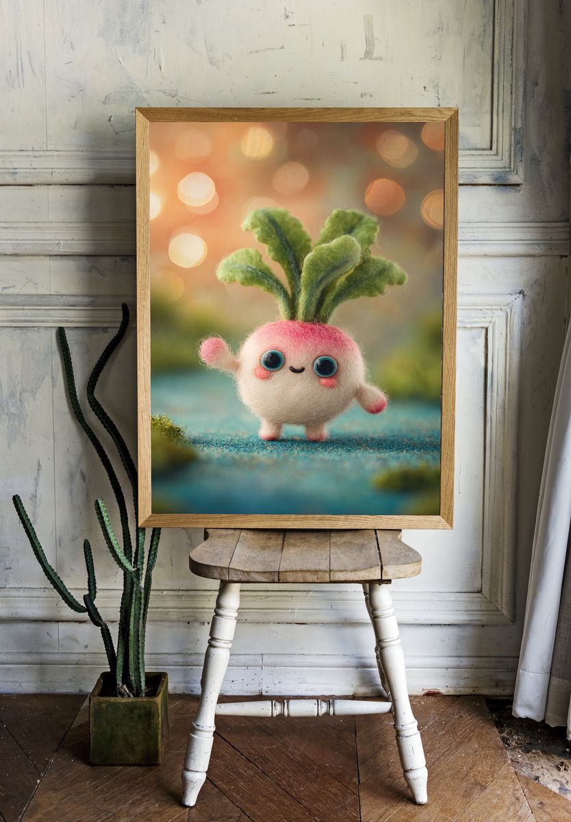 Cute Felt Turnip Illustration Poster. room preview