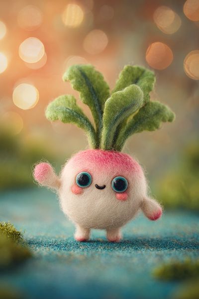 Cute Felt Turnip Illustration Poster.