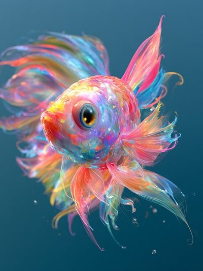 Rainbow Goldfish Illustration Poster. poster