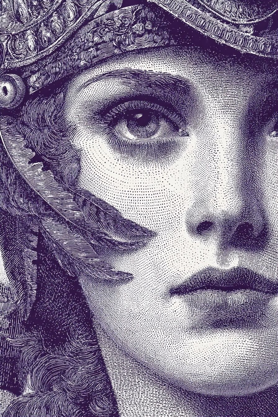 Classical Portrait Etching Poster. poster detail