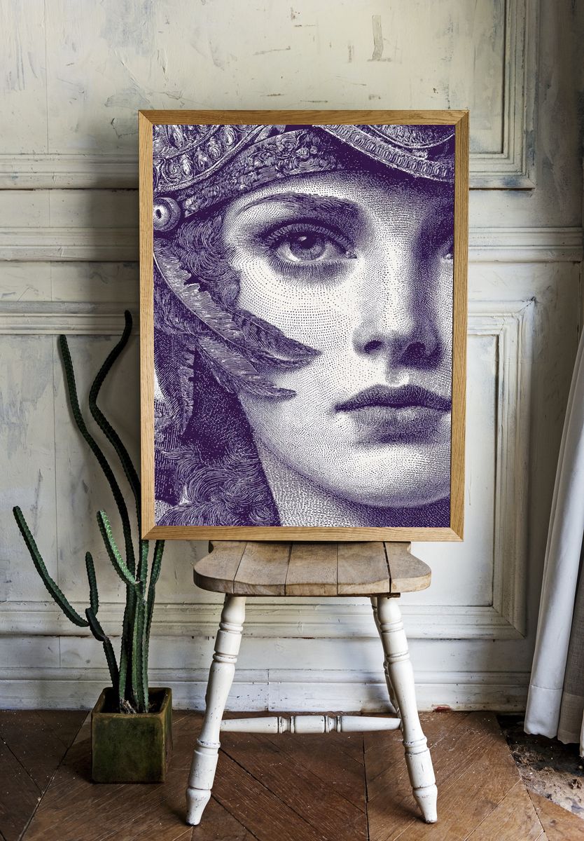 Classical Portrait Etching Poster. room preview