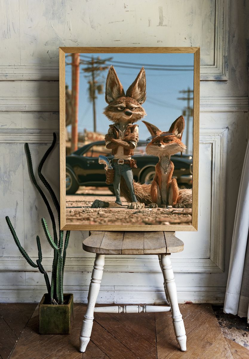 Desert Fox Duo Illustration Poster. — room view 1