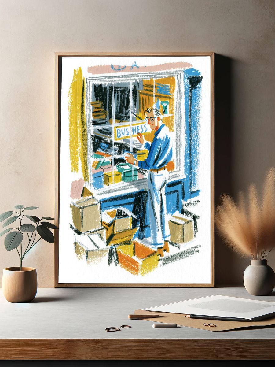 Bookshop Window Illustration Poster. — room view 2