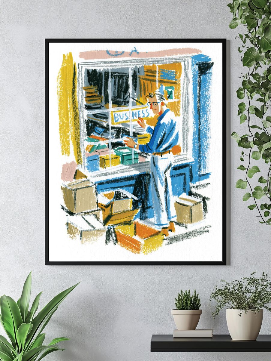 Bookshop Window Illustration Poster. — room view 4