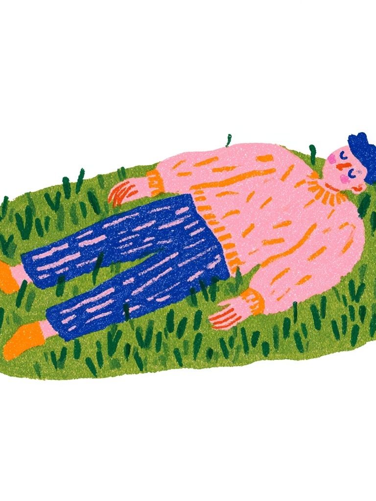 Person on Grass Illustration Poster. poster — illustration art