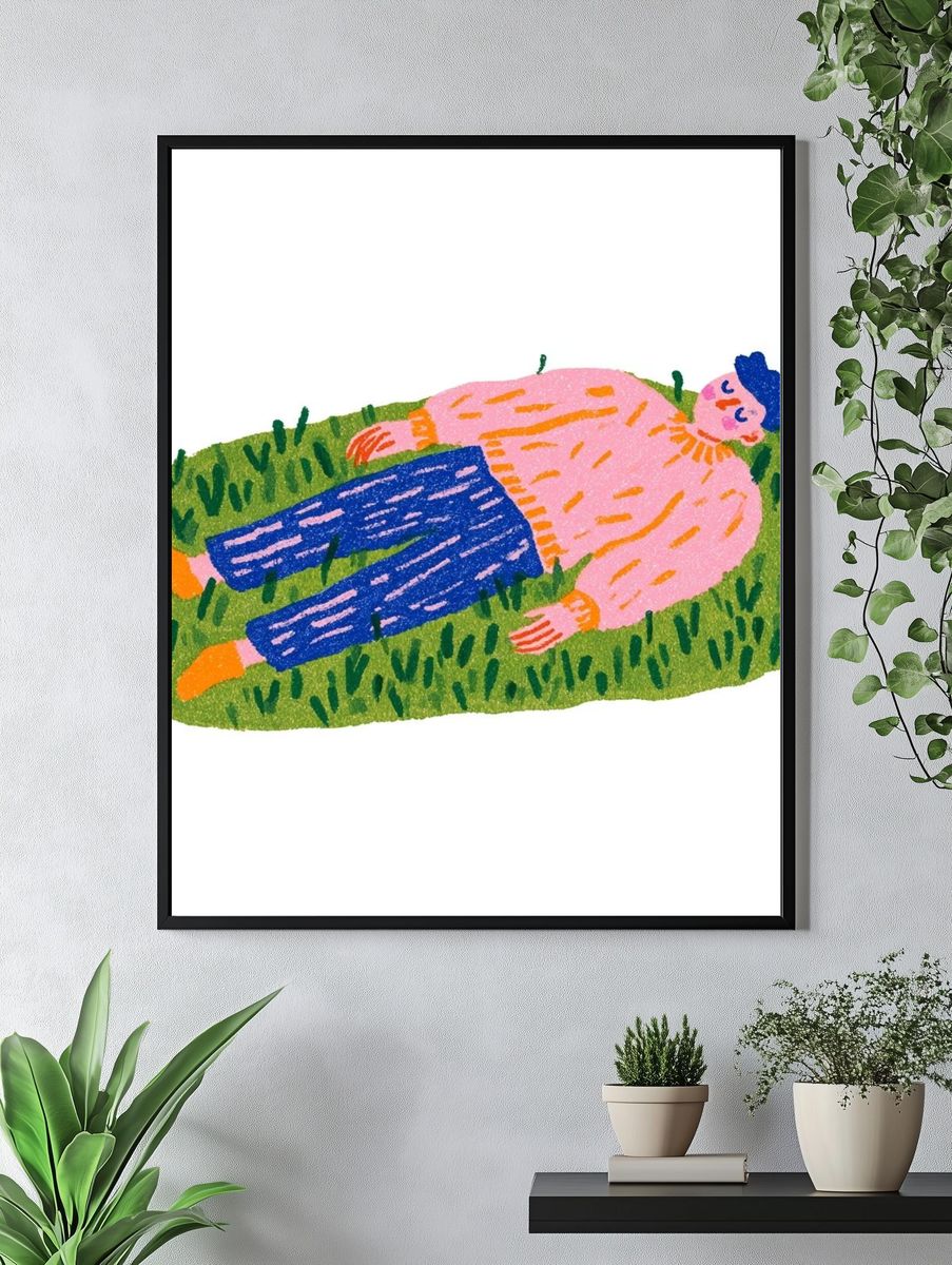 Person on Grass Illustration Poster. — room view 4