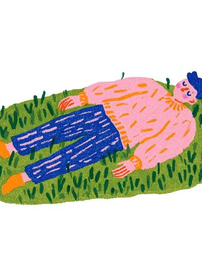 Person on Grass Illustration Poster. poster
