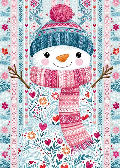 Cute Snowman Winter Illustration Poster. poster