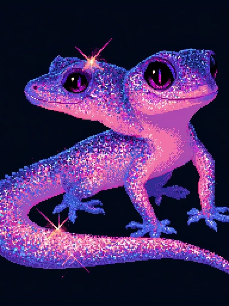 Sparkling Gecko Digital Art Print. poster detail