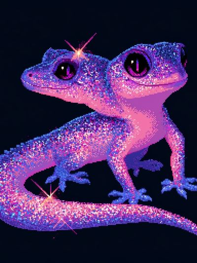 Sparkling Gecko Digital Art Print. poster