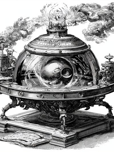 Steampunk Mechanical Orb Print.