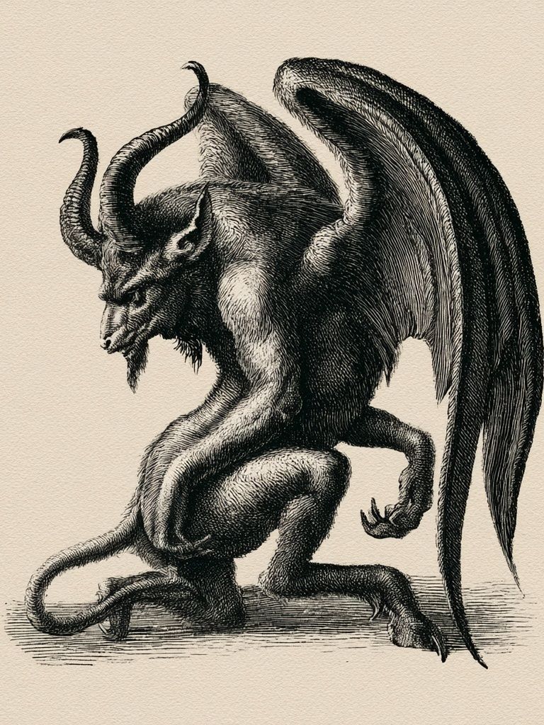 Winged Demon Ink Print. poster detail
