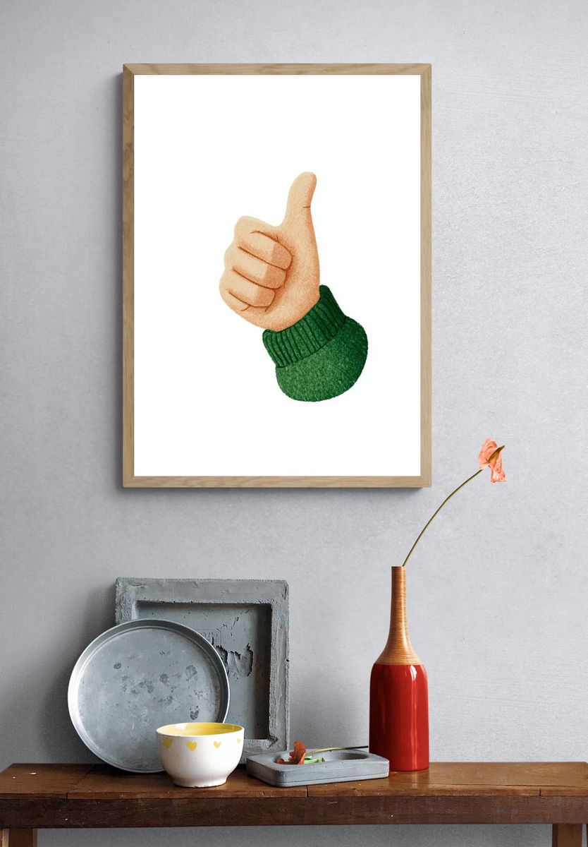 Thumbs Up Hand Illustration Poster. — room view 3