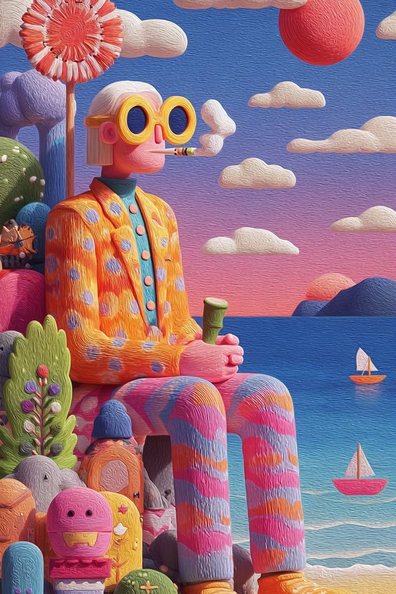 Dreamy Seaside Figure Illustration Poster. poster — illustration art