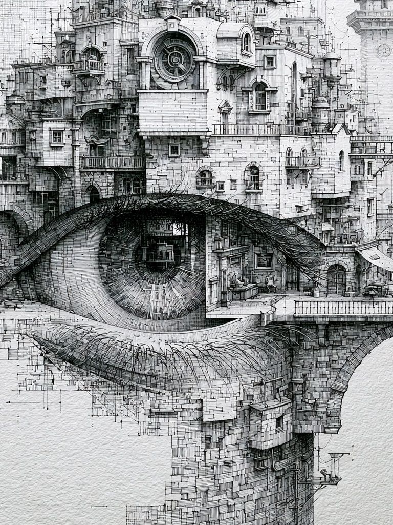 Surreal City Eye Illustration Poster. poster detail
