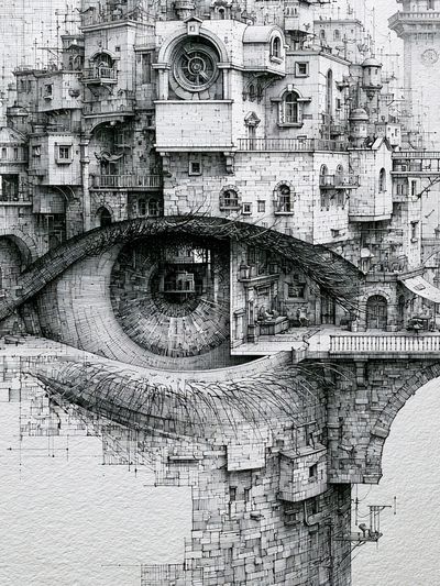 Surreal City Eye Illustration Poster. poster