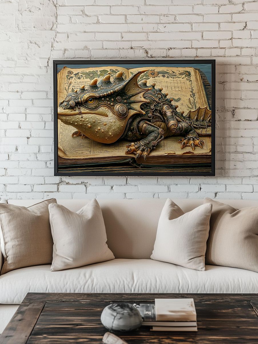 Steampunk Dragon Book Poster. room preview