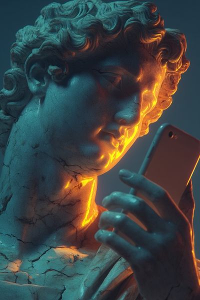 Classical Statue Selfie Illustration Poster. poster