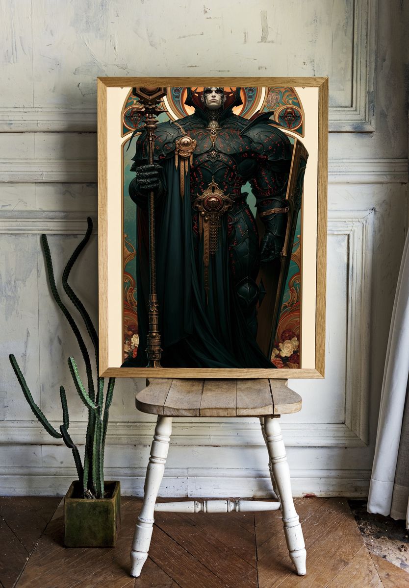 Dark Fantasy Warlord Illustration Poster. room preview