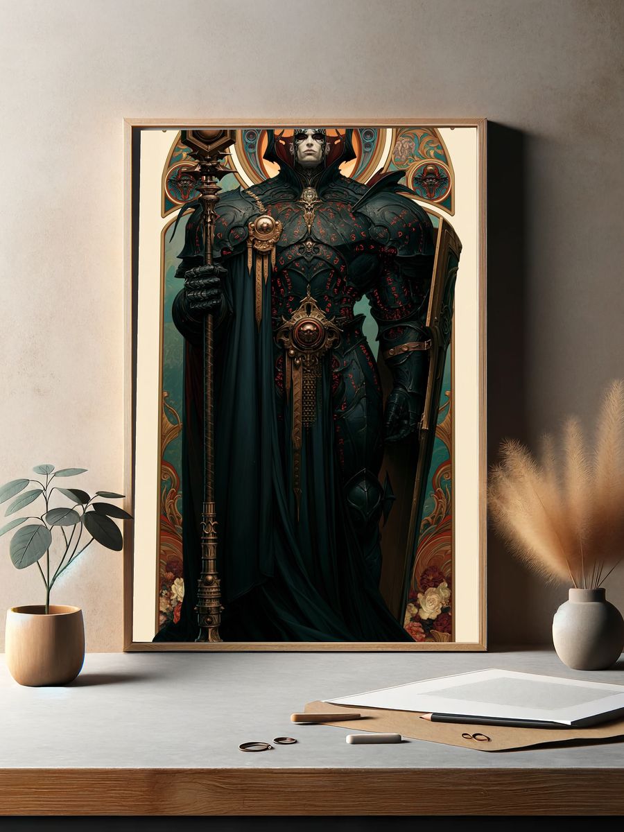 Dark Fantasy Warlord Illustration Poster. — room view 2