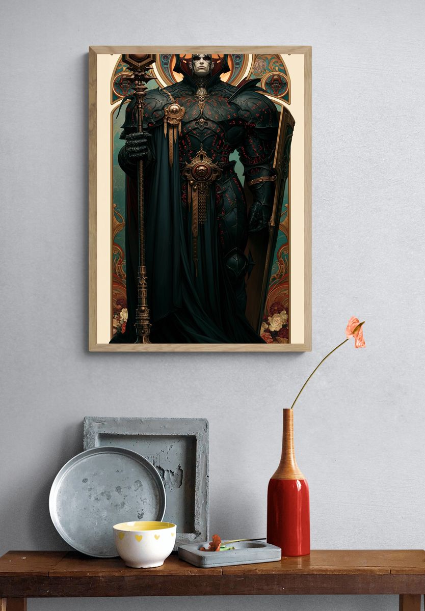 Dark Fantasy Warlord Illustration Poster. — room view 3