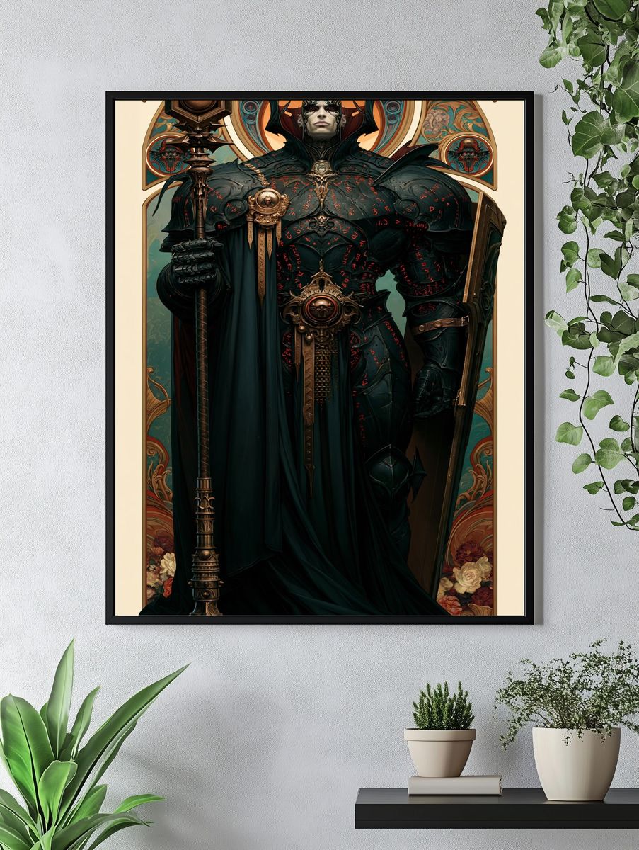 Dark Fantasy Warlord Illustration Poster. — room view 4