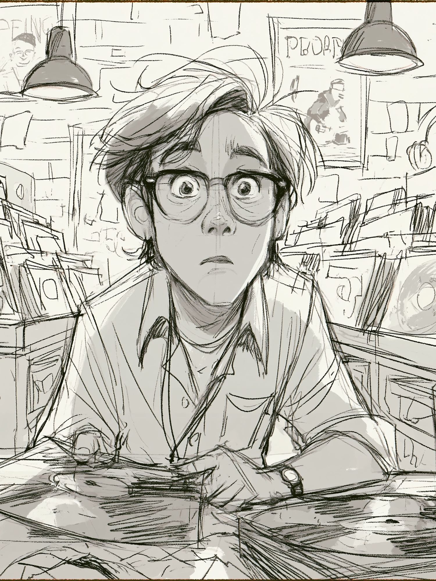 Anxious Record Shop Illustration Poster. poster — illustration art