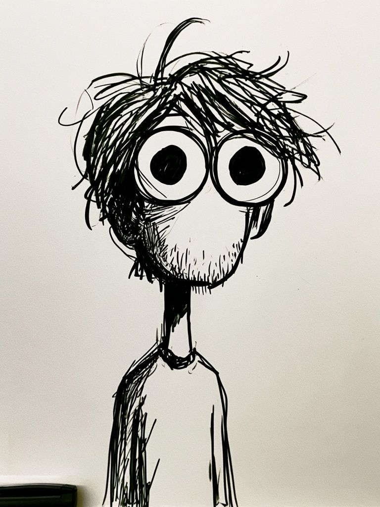 Wide-Eyed Scribble Portrait Poster. poster detail