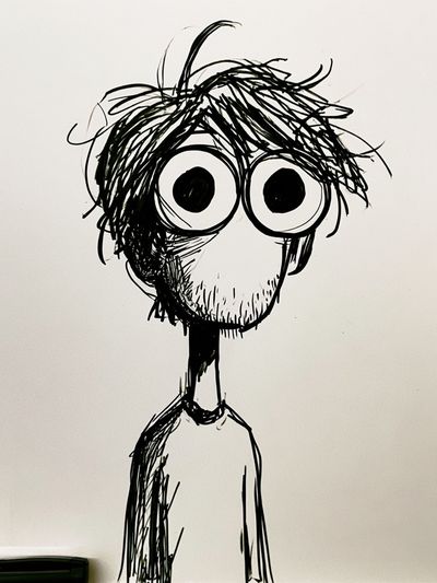 Wide-Eyed Scribble Portrait Poster. poster