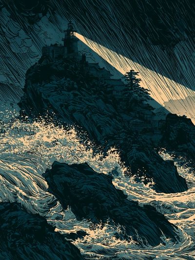 Stormy Lighthouse Coast Print.