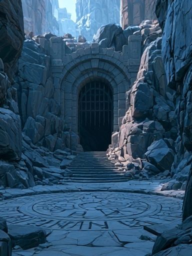 Ancient Stone Gate Fantasy Print. poster — illustration art